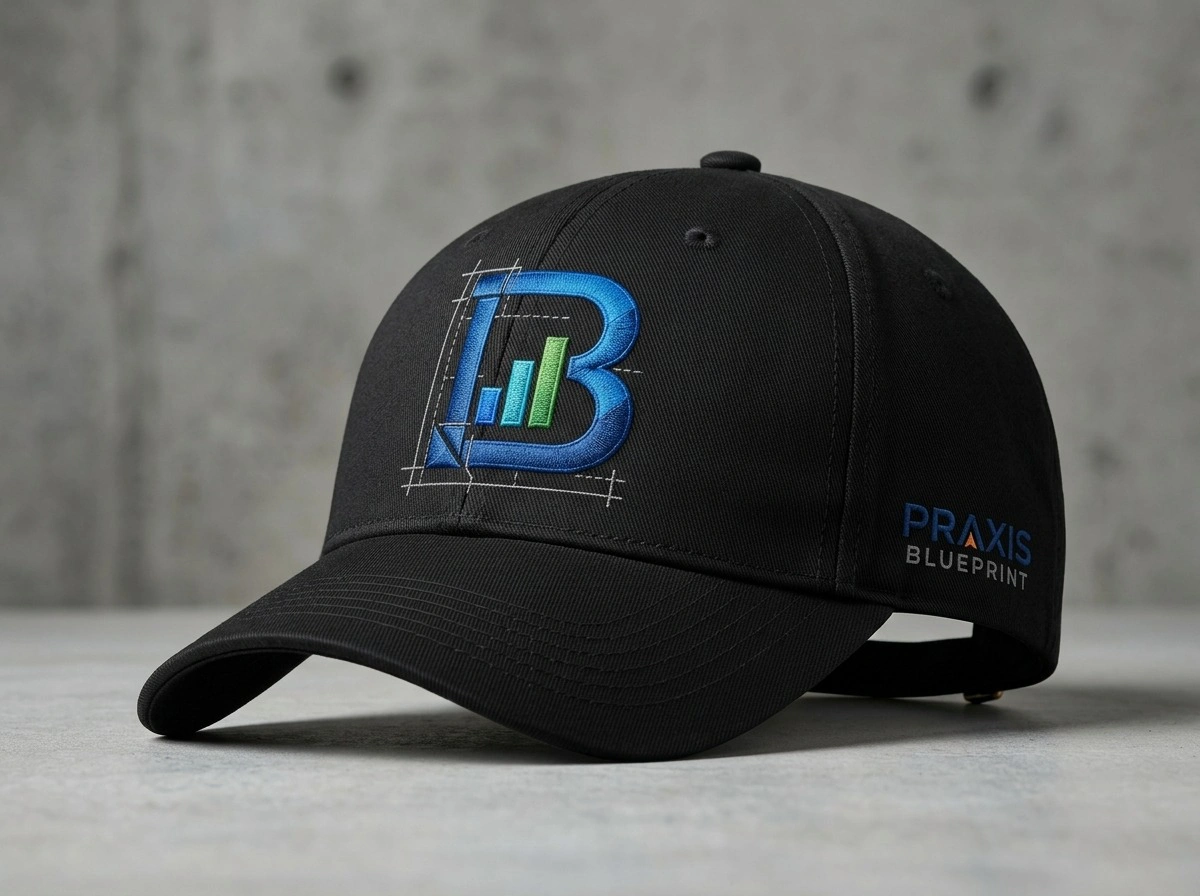 Shop the Praxis Blueprint Classic Cap, a premium embroidered business hat featuring the Praxis Blueprint logo. Ships from Topeka, Kansas.