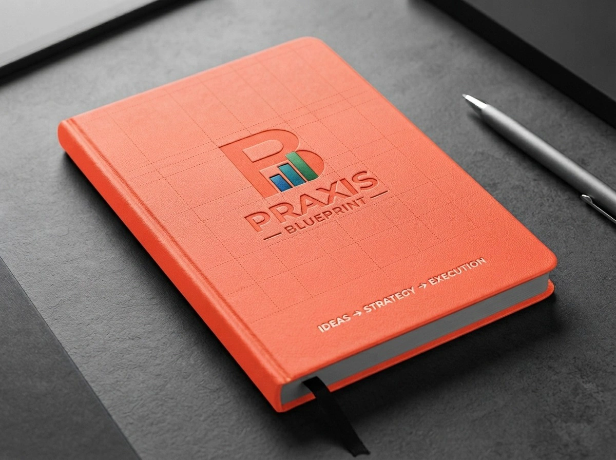 Shop the Praxis Blueprint Executive Notebook, a premium A5 business notebook designed for ideas, strategy, meetings, planning, and everyday professional use. Shipped from Topeka, Kansas.